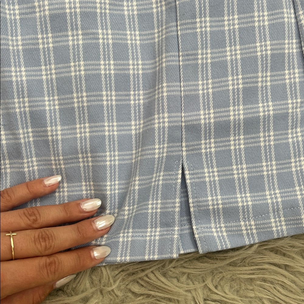 Brandy Melville Light Blue Plaid Mini Skirt NO LONGER SOLD - Picture 3 of 4